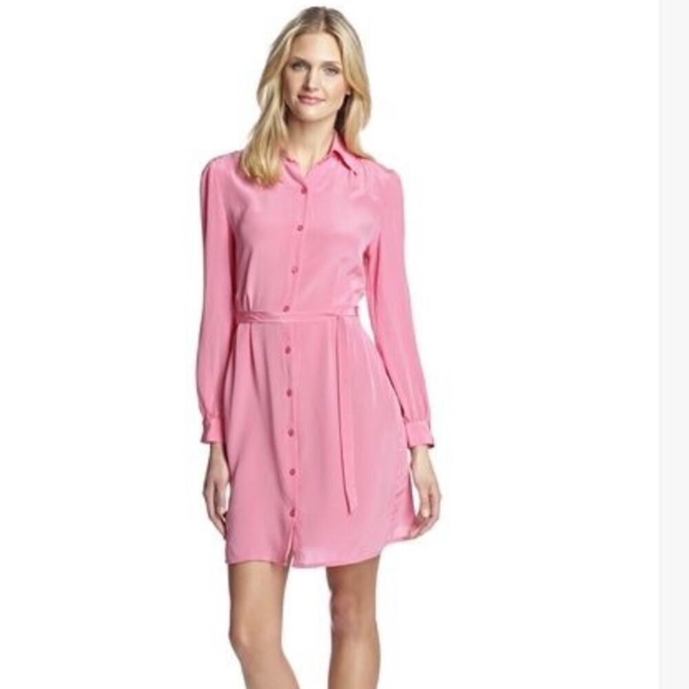 Luna by Josandra silk shirt dress pink
